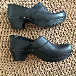 Dansko Black Leather Mules